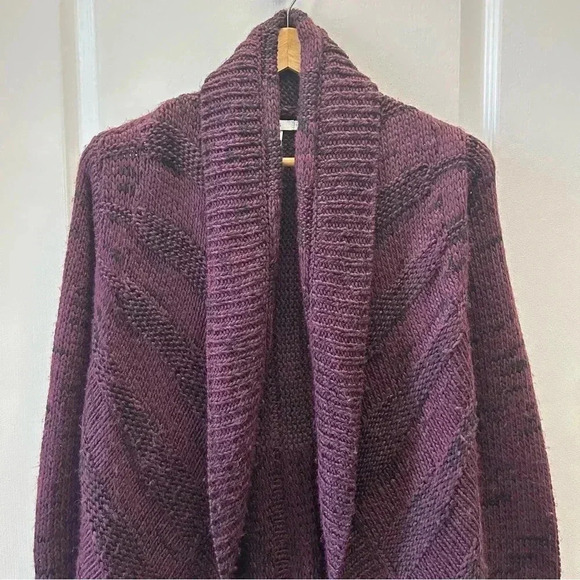 Ricki’s Circle Cardigan Open Front Draped  Collar Sweater Burgundy Black Small - Picture 5 of 12